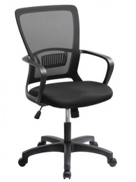 Kancelárska stolička, s opierkami, čierne čalúnenie, sieťové operadlo, čierny podstavec, MaYAH  "Vega", čierna