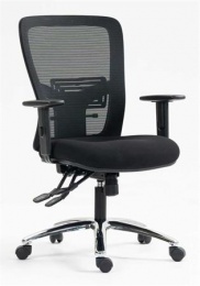 Kancelárska stolička, s opierkami, čierne čalúnenie, sieťové operadlo, čierny podstavec, MaYAH  "HD", čierna