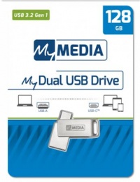 USB kľúč, 128GB,  USB 3.2 Gen1+ USB-C, hliníkový kryt, MYMEDIA "Dual" (by VERBATIM)